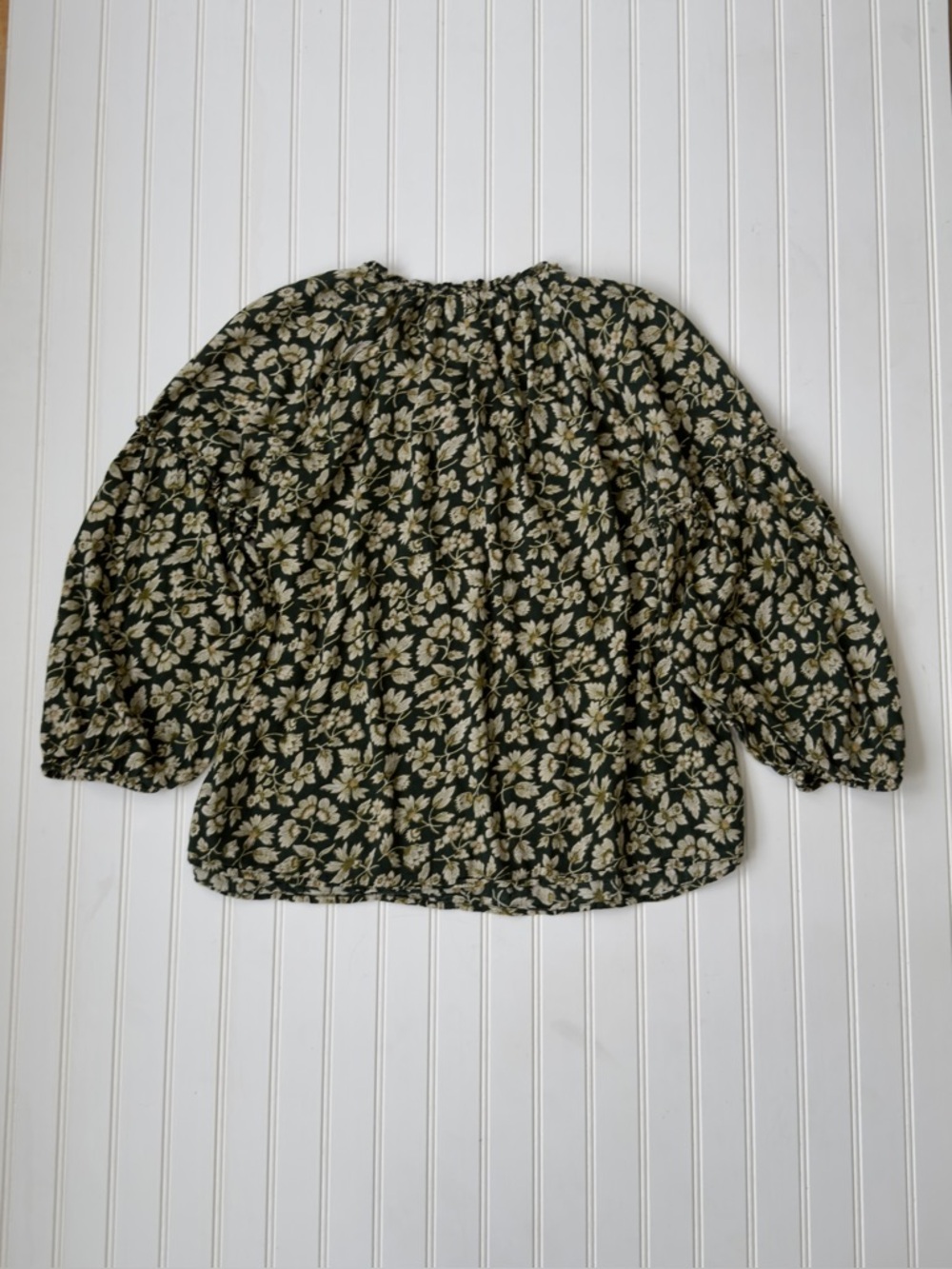 Old Navy Green Floral Peasant Top XL  Lantern Sleeves Cottagecore Boho Blouse - Picture 5 of 7